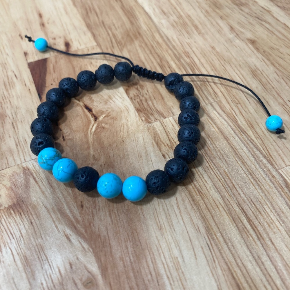 Lava rock diffuser bracelet with turquoise stone beads adjustable